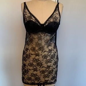 Victoria’s Sectet black lace slip in 36C